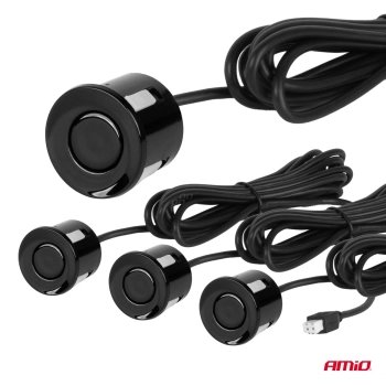 Zestaw czujników parkowania cofania Buzzer 4 sensory czarne AMIO-01567