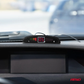 Zestaw czujników parkowania cofania LED 4 sensory czarne wewnętrzne 16,5 mm AMIO-02255