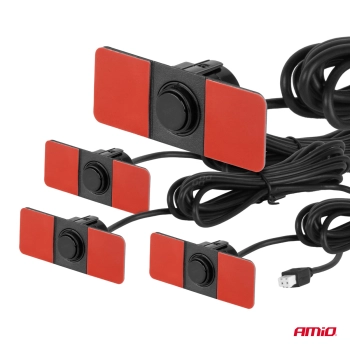Zestaw czujników parkowania cofania LED 4 sensory czarne wewnętrzne 16,5 mm AMIO-02255
