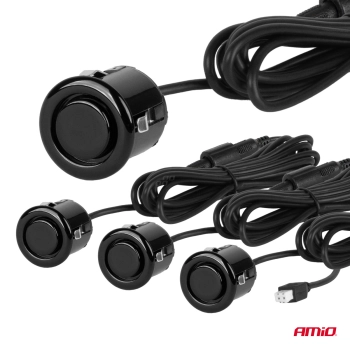 Zestaw czujników parkowania czujniki cofania LED GRAF 4 sensory czarne GOLD 18 mm AMIO-01578