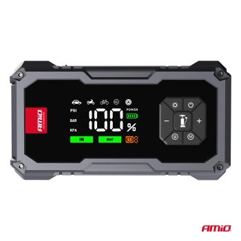 Urządzenie rozruchowe 4w1 booster powerbank kompresor latarka LED 12V 7,2Ah 600A PRO AMIO-04674