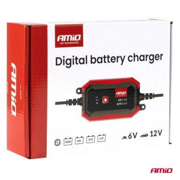 Prostownik cyfrowy AGM GEL STD LFP MAX 1,5A 6V 12V AMIO-04526