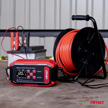 Prostownik cyfrowy z wspomaganiem rozruchu AGM GEL STD LFP MAX 16A 12V 24V PRO AMIO-04529