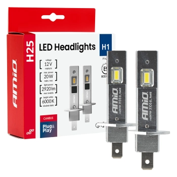 Żarówki samochodowe LED seria H25 CANBUS H1 12V 20W AMIO-04709