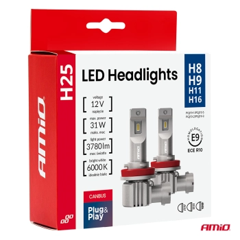 Żarówki samochodowe LED seria H25 CANBUS H8 H9 H11 H16 12V 31W AMIO-04713