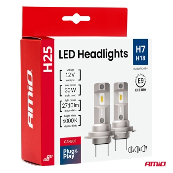 Żarówki samochodowe LED seria H25 CANBUS H7 H18 12V 30W AMIO-04712