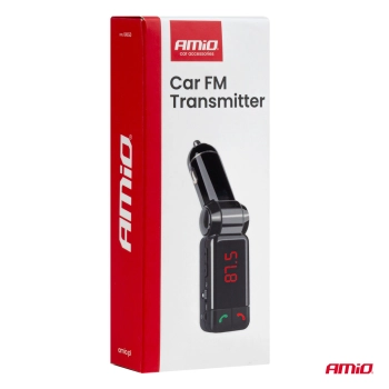 Transmiter samochodowy FM składany 2×USB-A 12V 24V AMIO-04650