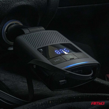 Transmiter samochodowy FM 1×USB-A 1×USB-C 12V 24V AMIO-04656