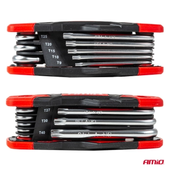 Klucze TORX składane 8szt. CRV AMIO-04789