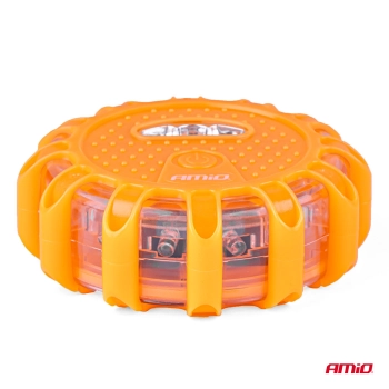Lampa ostrzegawcza awaryjna z funkcją latarki 3xAAA IP65 12SMD + 3SMD światło pomarańczowe AMIO-04828