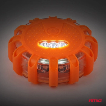 Samochodowa lampa awaryjna akumulatorowa z funkcją latarki LED 12SMD+3SMD 650mAh (BATT) światło czerwone AMIO-04673