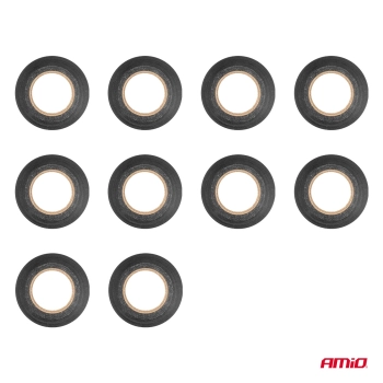 Taśmy izolacyjne PVC zestaw 10szt. czarne 19mm x 10m x 0.13mm AMIO-04845