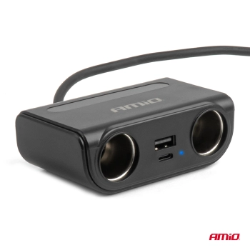 Rozdzielacz gniazda zapalniczki z ładowarką USB-C USB-A QC3.0 PD3.0 120W AMIO-04837