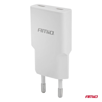 Ładowarka sieciowa 230V 30W GaN 2xUSB-C AMIO-04839