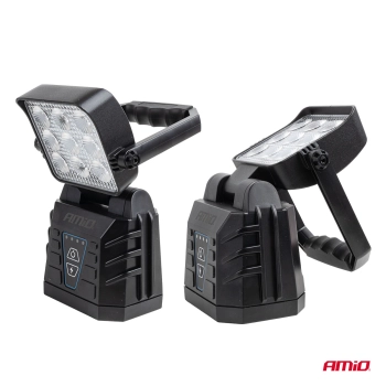 Lampa robocza przenośna biała z funkcją lampy ostrzegawczej 15W (BATT) AMIO-04865