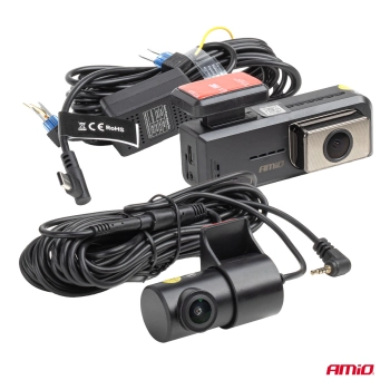 Wideorejestrator samochodowy 2K + 1K WLAN 512 GB WIFI Full HD AMIO-04800