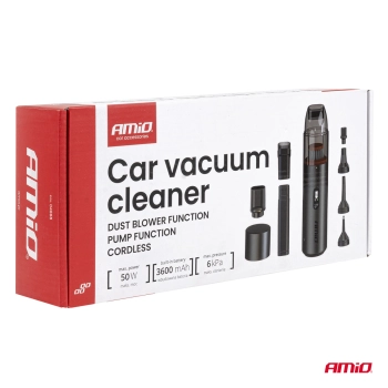 Odkurzacz samochodowy bezprzewodowy z funkcją dmuchawy i pompy ssącej 6 kPa 50W 150ml AMIO-04888