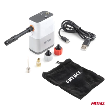 Mini kompresor rowerowy bezprzewodowy bezszczotkowy z wyświetlaczem LED 40W USB-C AMIO-04946