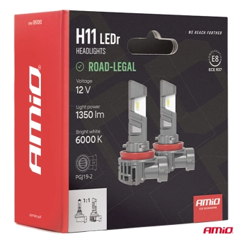 Żarówki samochodowe LEDr z homologacją drogową R37 E-MARK H11 PnP FAN 18W AMIO-05120