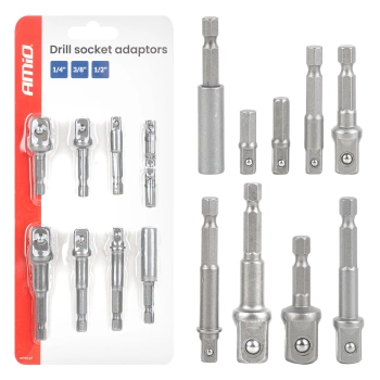 Zestaw adapterów do wkrętarki 9el. 1/4", 3/8", 1/2" AMIO-04931