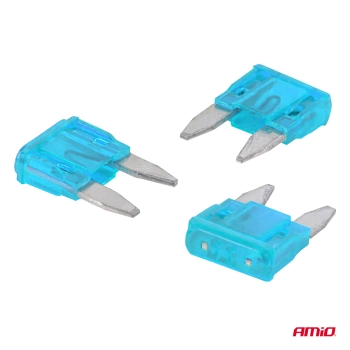 Bezpieczniki samochodowe płytkowe mini 3szt. 15A AMIO-05099
