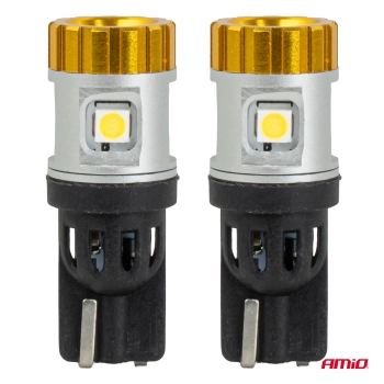 Żarówki LED CANBUS W5W T10 3030 4SMD + 3020 1SMD białe 12V 24V AMIO-04990