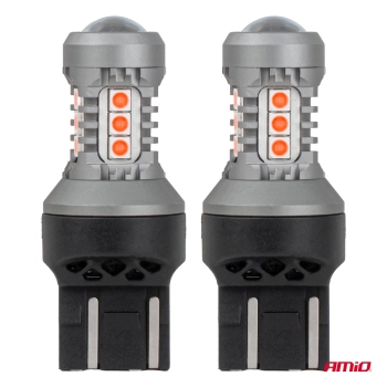 Żarówki LED STANDARD 7443 W21/5W 3030 15SMD czerwone 12V 24V AMIO-04999