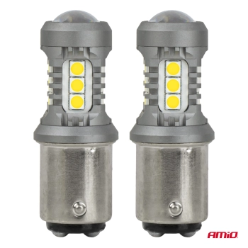 Żarówki LED STANDARD BAY15D P21/5W 3030 15SMD białe 12V 24V AMIO-05003