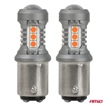 Żarówki LED STANDARD BAY15D P21/5W 3030 15SMD czerwone 12V 24V AMIO-05004