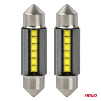 Żarówki LED CANBUS C5W C10W 36MM 2525 6SMD White 12V 24V AMIO-05007