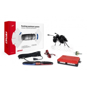 Zestaw czujników parkowania czujniki cofania MAX LED 4 sensory białe AMIO-02289