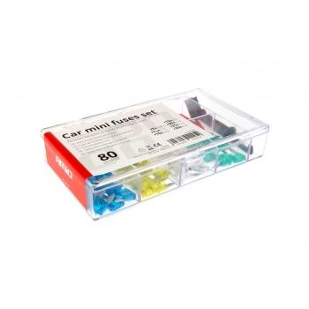 Bezpieczniki samochodowe płytkowe mini zesta komplet 80 szt. MIX AMIO-02225