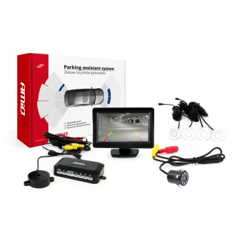 Zestaw czujników parkowania TFT01 4,3" z kamerą HD-307-IR 4 sensory białe
