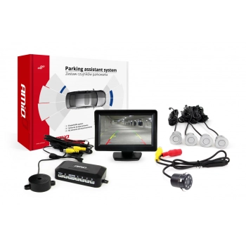 Zestaw czujników parkowania TFT01 4,3" z kamerą HD-307-IR 4 sensory srebrne