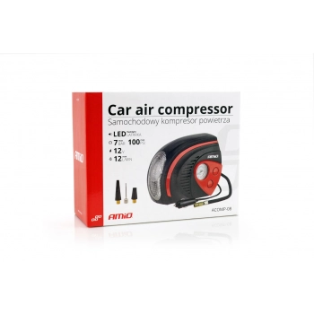 Kompresor samochodowy pompka 12V LED ACOMP-08 AMIO-02182