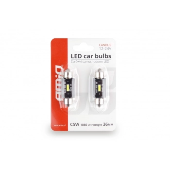 Żarówki LED CANBUS 1860 1SMD UltraBright Festoon C5W C10W C3W 36mm White 12V 24V AMIO-02442