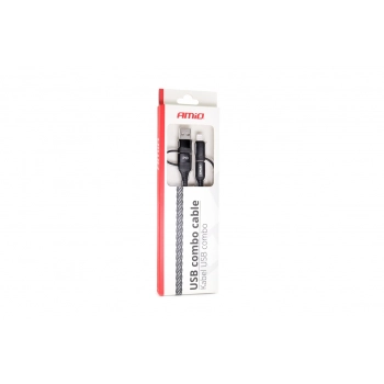 Kabel USB USB-C 3w1 iphone Lightning USB-C micro USB 1 m UC-15 AMIO-02547