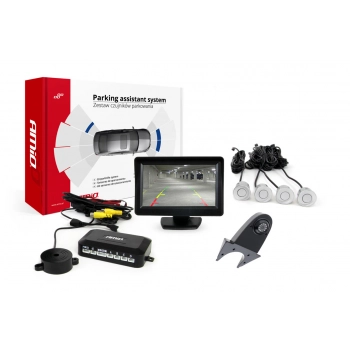 Zestaw czujników parkowania TFT01 4,3" z kamerą HD-502-IR 4 sensory srebrne