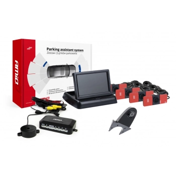 Zestaw czujników parkowania TFT02 4,3" z kamerą HD-502-IR 4 sensory czarne wewnętrzne