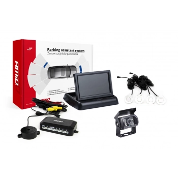 Zestaw czujników parkowania TFT02 4,3" z kamerą HD-501-IR 4 sensory białe