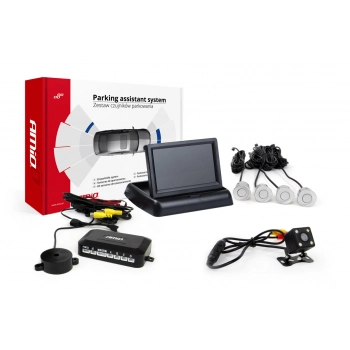 Zestaw czujników parkowania TFT02 4,3" z kamerą HD-315-LED 4 sensory srebrne