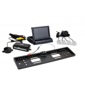 Zestaw czujników parkowania TFT02 4,3" z kamerą HD-402-LED 4 sensory srebrne