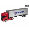 Model 1:32, SCANIA V8 R730, ciągnik czerwony - naczepa srebrna (C32671SVRCS)