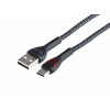 Kabel do ładowania i synchronizacji, w oplocie z mikrofibry, podświetlenie LED, 200 cm, USB > USB-C