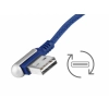 Kabel do ładowania i synchronizacji, 120 cm, w oplocie z mikrofibry, dwustronne kątowe USB > micro USB, navy