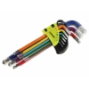 Klucze imbusowe kuliste, 180 mm, rozmiary 1,5 - 10 mm, 9 szt., kolorowe