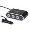 Rozgałęziacz zapalniczki potrójny 12/24V włączniki, USB 1000 mA