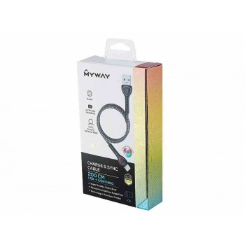 Kabel do ładowania i synchronizacji, w oplocie z mikrofibry, podświetlenie LED, 200 cm, USB > Lightning