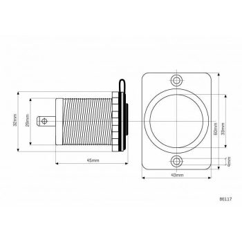 Gniazdo elektryczne EURO 12V/24V, do zabudowy, z oprawką (58083)
