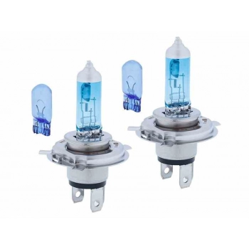 Żarówki PHILIPS H4 12V 60/55W P43t + W5W 12V W21x9,5d WhiteVision ultra 4200K